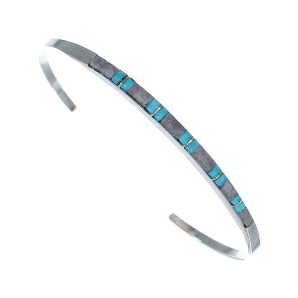Navajo Multicolor Inlay Sterling Silver Cuff Bracelet SX10102
